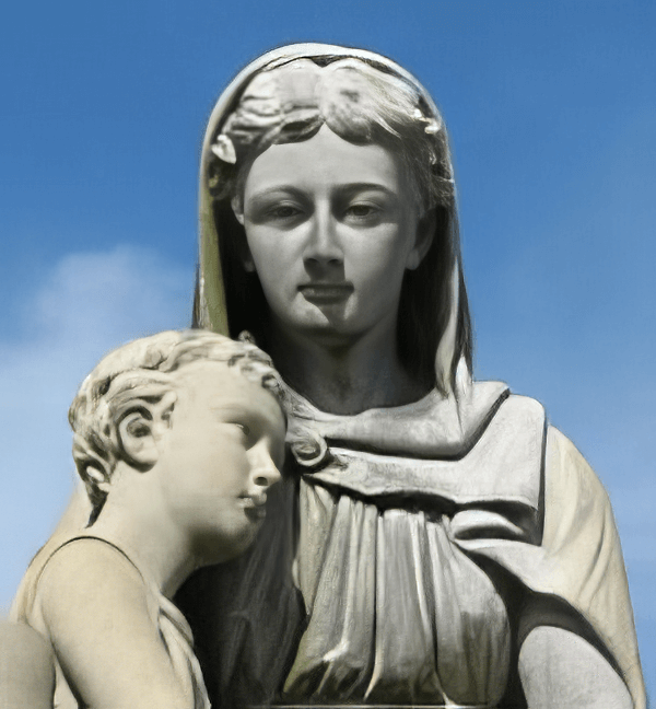 a statue of a mother and child
